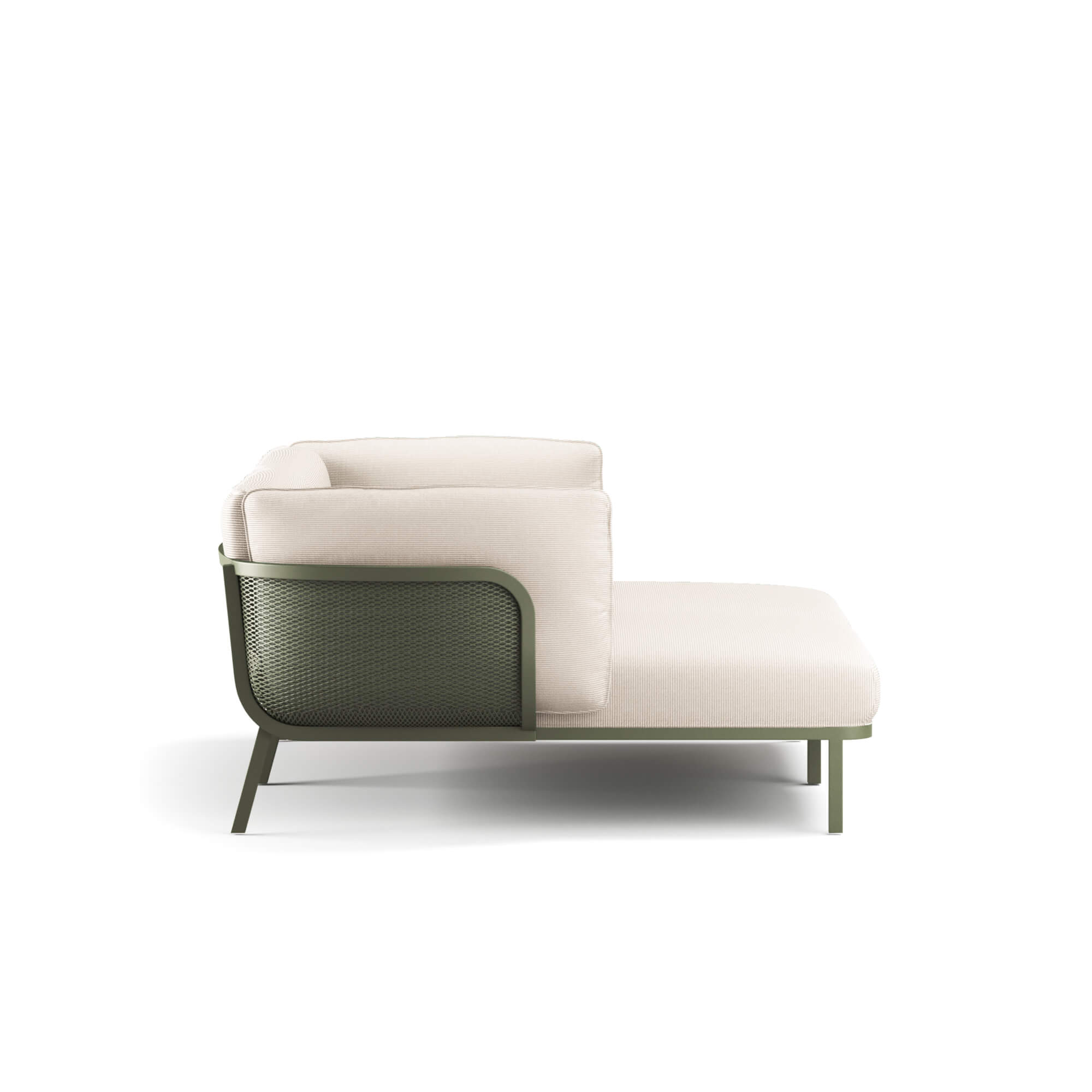 Daybed-matrimoniale-Cabla-in-acciaio Cabla, disegnato da Lucidi-Pevere, è un sistema di imbottiti modulari e assemblabili progettato per offrire un’elevata libertà compositiva. Grazie a soli tre moduli – seduta lineare singola, chaise longue e bracciolo – permette di creare numerose configurazioni, adattandosi a diverse esigenze di spazio e stile. La struttura del daybed matrimoniale Cabla è caratterizzata da un’anima metallica in acciaio inox, espressione dello storico know-how EMU, che si unisce al comfort e alla ricchezza cromatica dei tessuti outdoor. Questa combinazione garantisce versatilità progettuale ed elevata resistenza, rendendo il daybed matrimoniale ideale per molteplici contesti, inclusi ambienti marini. Il daybed matrimoniale Cabla può essere completato con i tavoli bassi della collezione Cabla, realizzati in rete metallica e disponibili in diverse forme e altezze, offrendo soluzioni funzionali e conviviali per ambienti outdoor e contract.